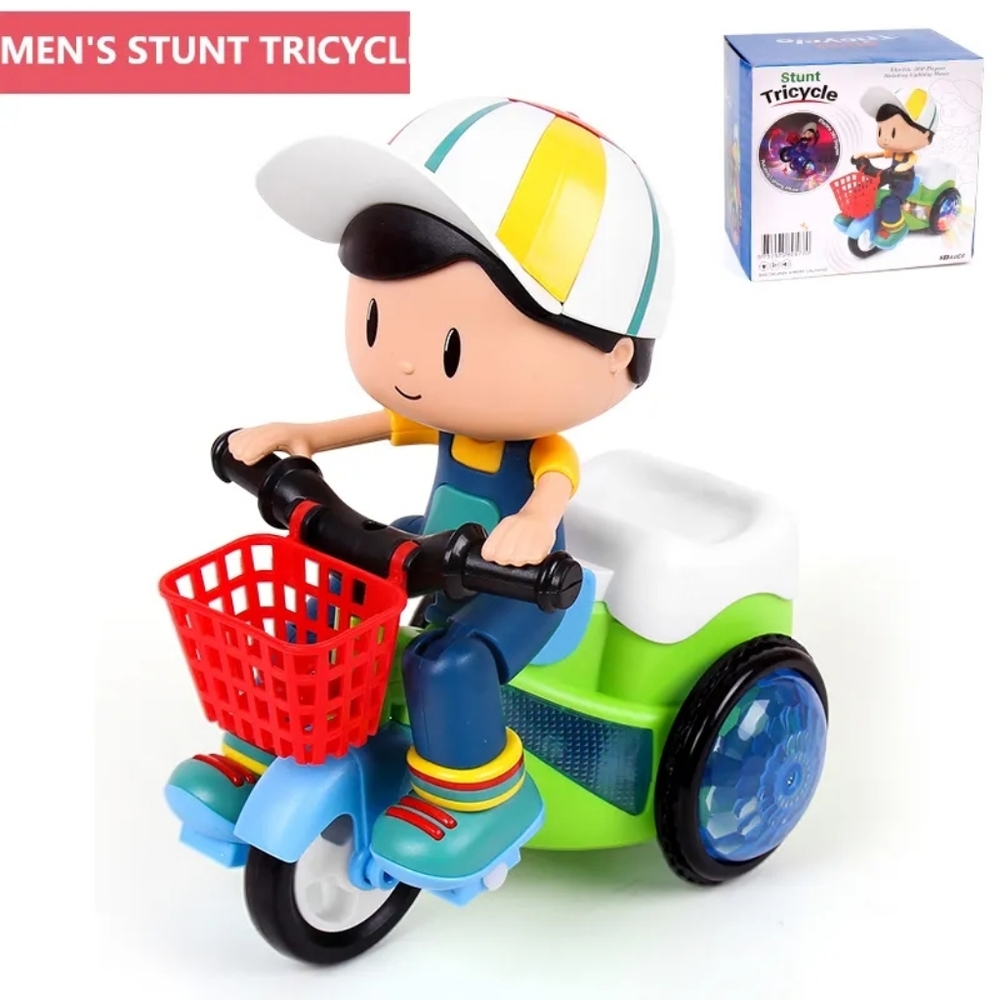 Music Stunt Cool Tricycle Car 360 Degree Rotate Luminous MotorcycleBaby Toys Ea